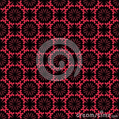 Red patterns on black background.Seamless graphic pattern. Vector Illustration